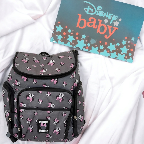 Disney Handbags - Disney Baby Minnie Mouse Diaper Bag Backpack Gray Pink